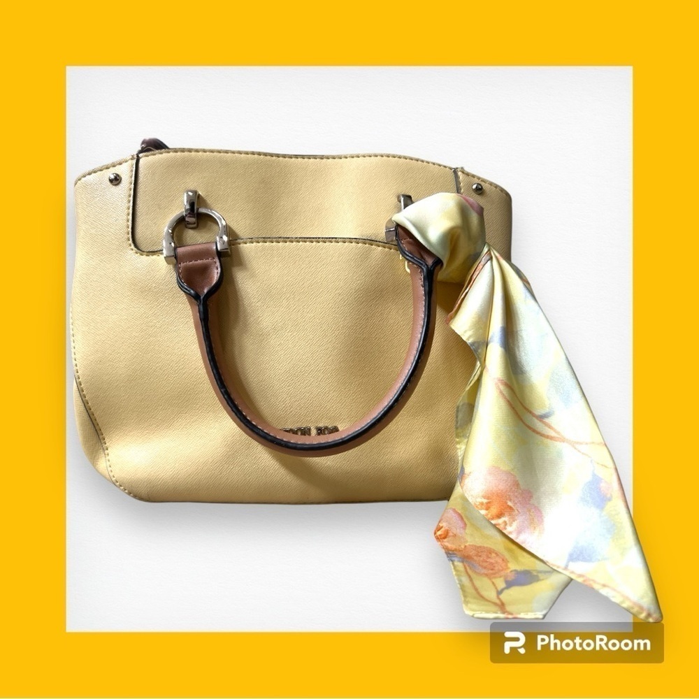 London Fog Wembley Satchel with Floral Scarf Yellow